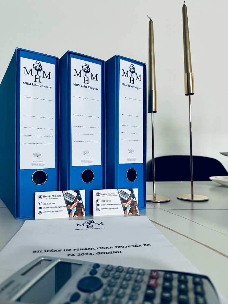 MHM knjigovodstvo – posjetnice, registratori i završni račun u uredu